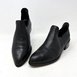 PURE NAVY Western Leather Ankle Booties Black Size 38‎